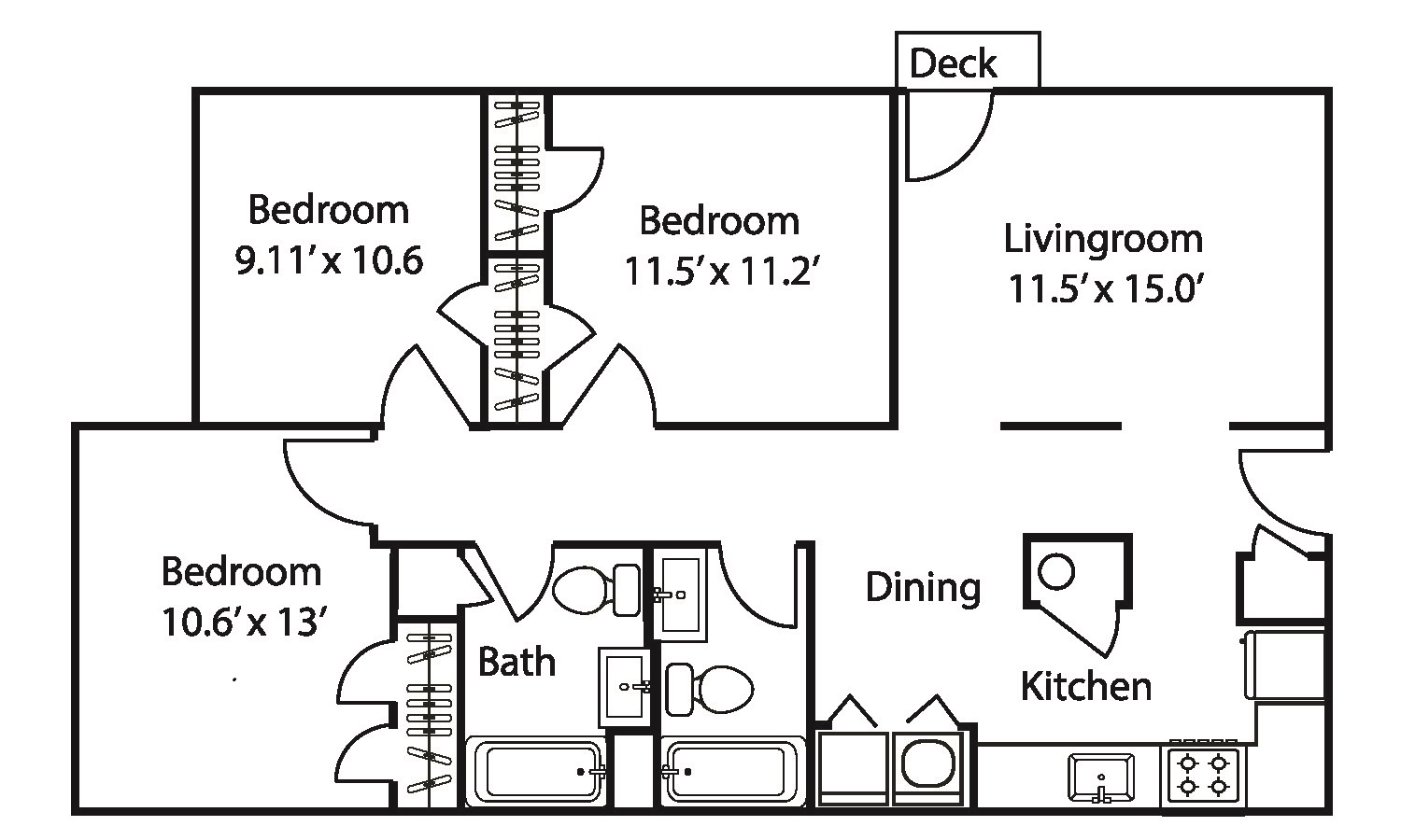 Hamilton Three-Bedroom, Two-Bath Apartment at The Avery at Auburn Apartments in Auburn, AL
