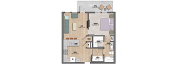 Avonlea one-bedroom, one-bathroom floor plan at Colina Weho in Birmingham, AL