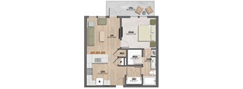 Avonlea2 one-bedroom, one-bathroom floor plan at Colina Weho in Birmingham, AL