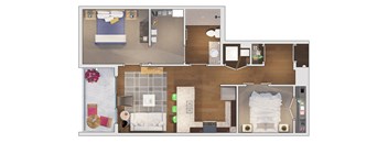 2 bedroom 1 bathroom Floor plan at 20 Midtown, Birmingham, AL