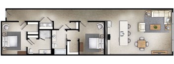 a room with a lot of furniture in it