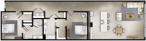 a room with a lot of furniture in it