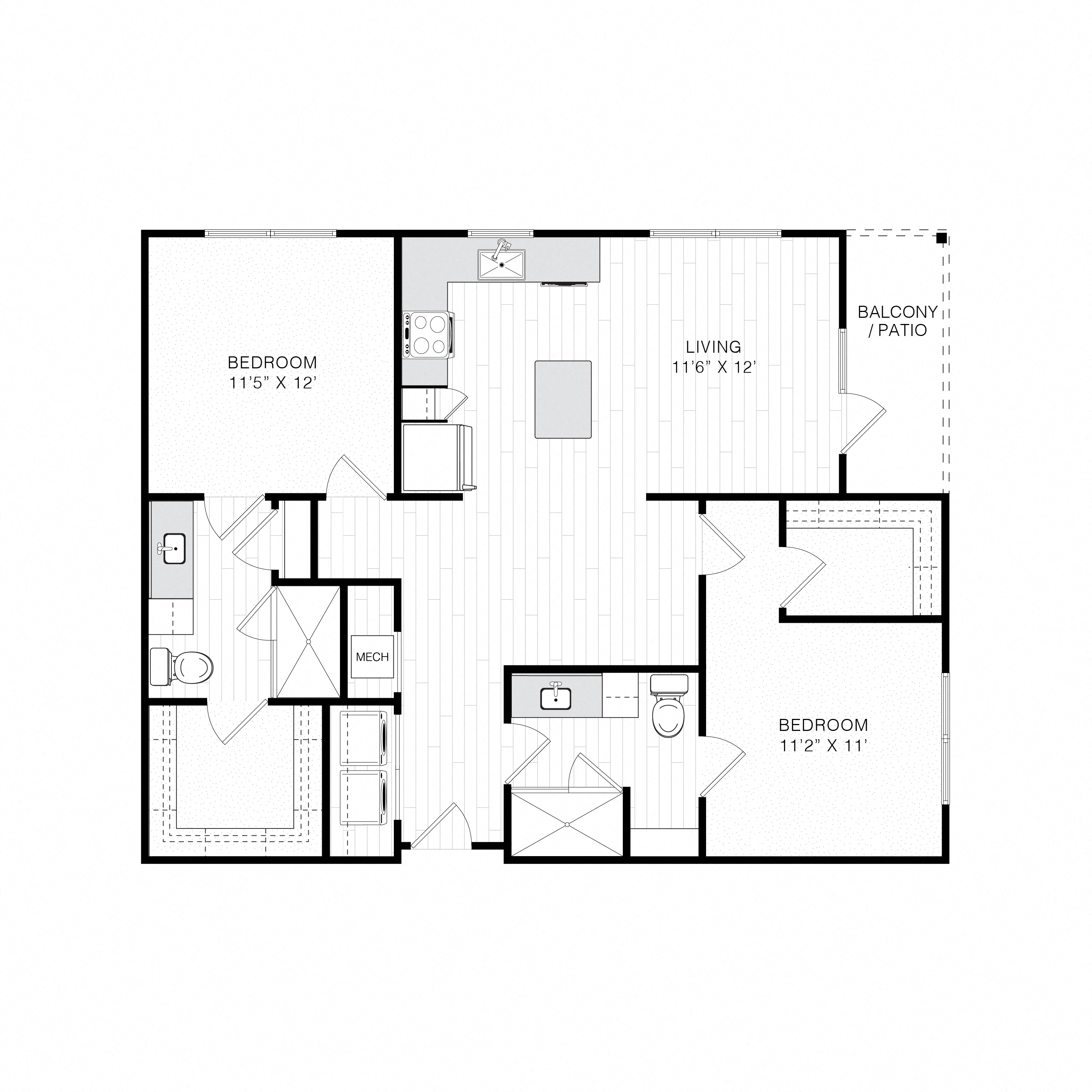 a floor plan of a house with a bedroom and a living room