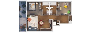 2 Beds 2 Baths floor plan at 20 Midtown, Birmingham, 35233