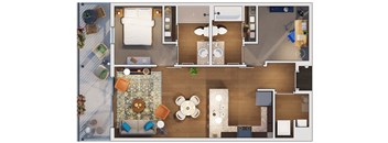 2 bedroom 2 bath Floor plan D at 20 Midtown, Birmingham