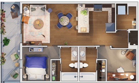 2 bedroom 2 bath Floor plan F at 20 Midtown, Alabama, 35233