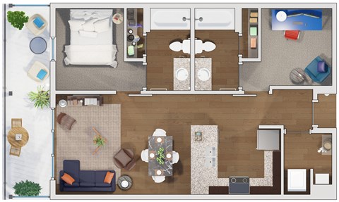 2 bedroom 2 bath Floor plan K at 20 Midtown, Birmingham, 35233