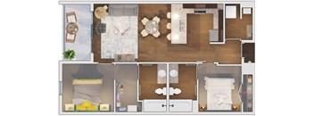 2 bedroom 2 bath Floor plan U at 20 Midtown, Birmingham
