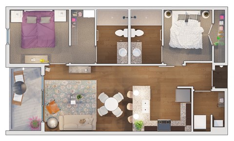 2 bedroom 2 bath Floor plan I at 20 Midtown, Birmingham, AL, 35233