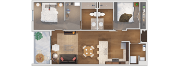 2 bedroom 2 bath Floor plan L  at 20 Midtown, Birmingham, Alabama