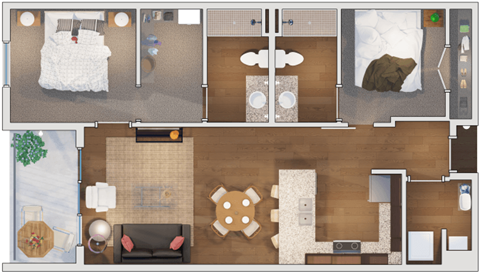 2 bedroom 2 bath Floor plan L  at 20 Midtown, Birmingham, Alabama
