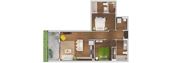 2 bedroom 2 bath Floor plan N at 20 Midtown, Alabama