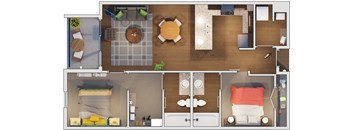 2 bedroom 2 bath Floor plan P at 20 Midtown, Birmingham, AL, 35233