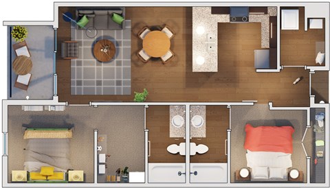 2 bedroom 2 bath Floor plan P at 20 Midtown, Birmingham, AL, 35233