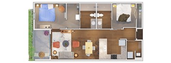 2 bedroom 2 bath Floor plan R at 20 Midtown, Birmingham, 35233