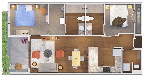 2 bedroom 2 bath Floor plan R at 20 Midtown, Birmingham, 35233