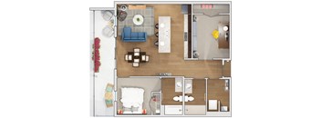 2 bedroom 2 bath Floor plan Q at 20 Midtown, Birmingham, AL