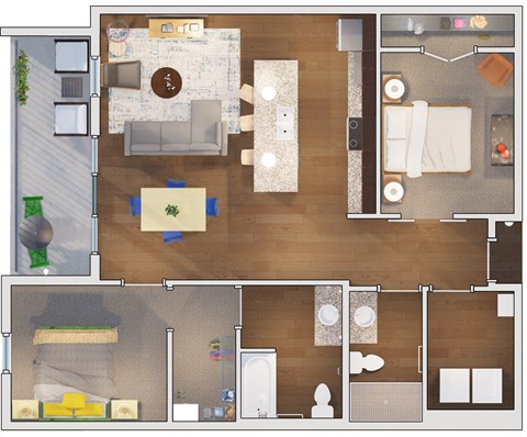 2 bedroom 2 bath Floor plan s at 20 Midtown, Birmingham, Alabama