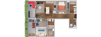 2 bedroom 2 bath Floor plan T at 20 Midtown, Alabama, 35233