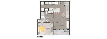 a floor plan of a home with a bedroom and a living room