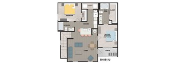 a floor plan of a home with a bedroom and a living room