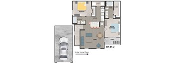 the residences at city center apartments floor plan under living room