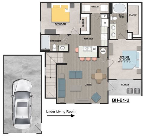 the residences at city center apartments floor plan under living room
