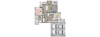 the layout of a house with a car floor plan