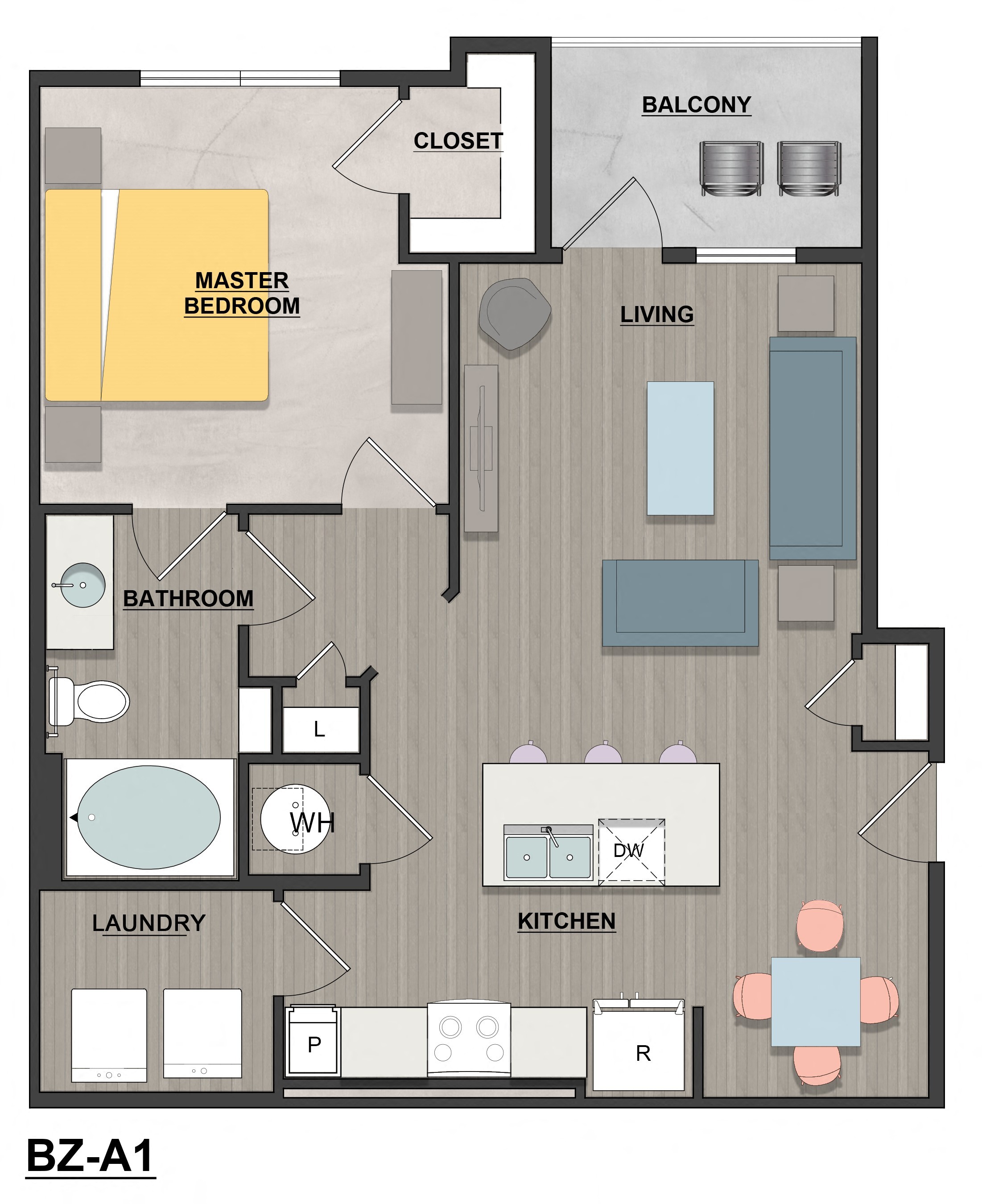 a floor plan of a home with a bedroom and a living room