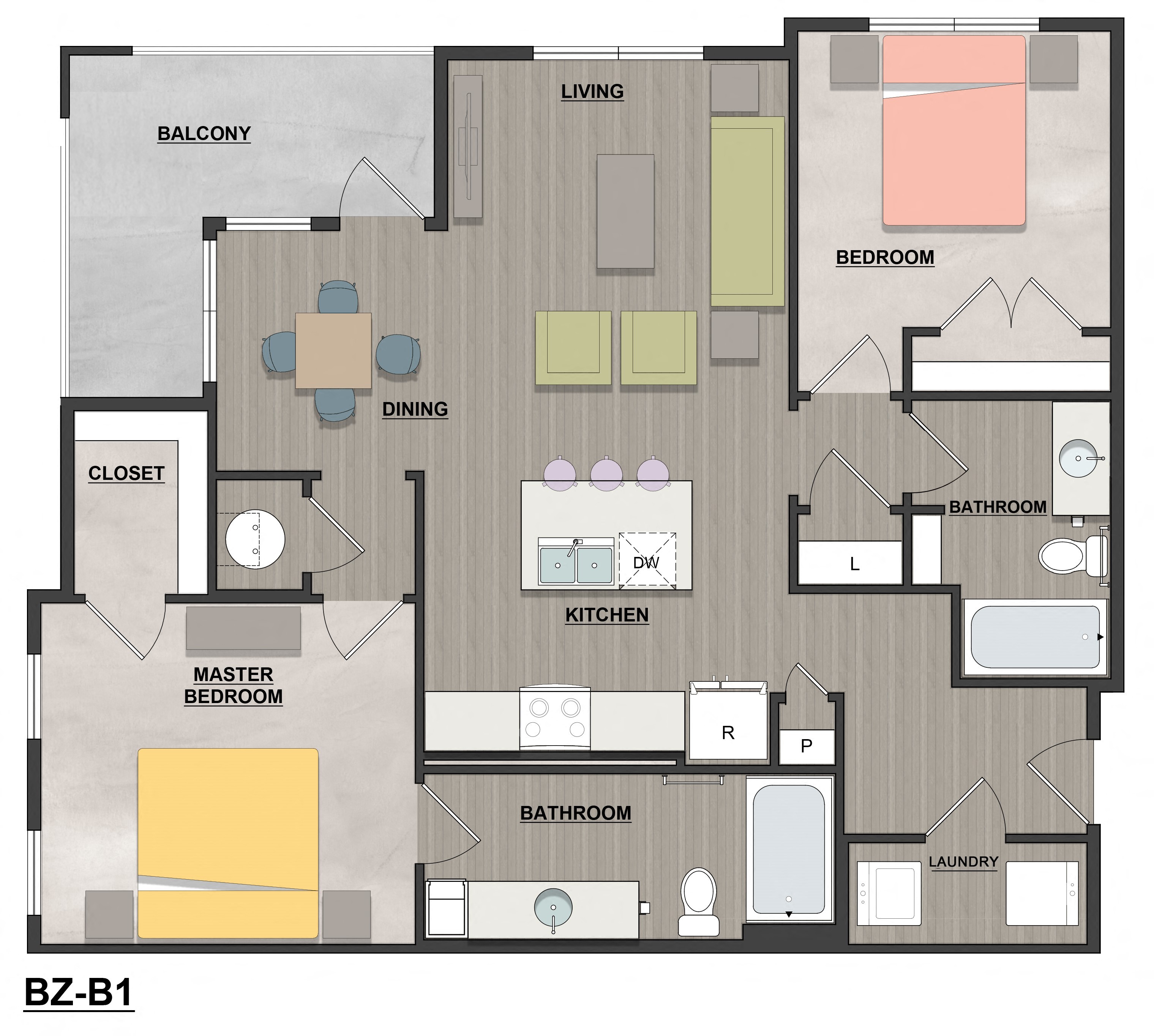 a floor plan of a living room with a bedroom and a kitchen