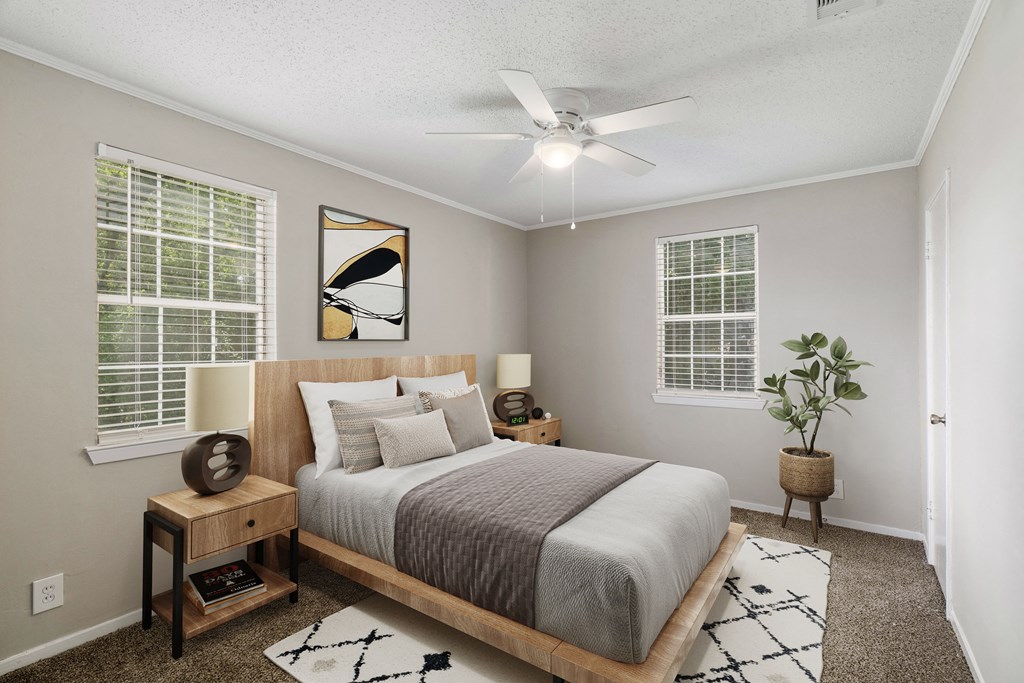 spacious bedrooms  Living Room with wood flooring at Midtown Oaks Townhomes in Mobile, AL