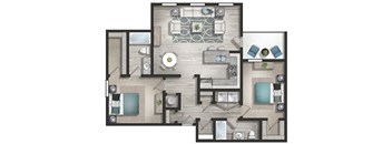 a floor plan of a two bedroom apartment with two bathrooms and a balcony