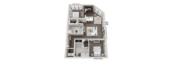 Braxton two-bedroom, two-bathroom floor plan at 2020 Providence in Huntsville, AL