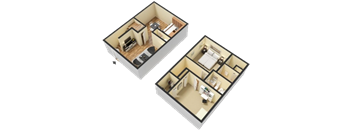 965 Square-Feet 2 bedroom 1.5 bathroom floor plan A at Arbor Pointe at Hillcrest, Arkansas, 72205