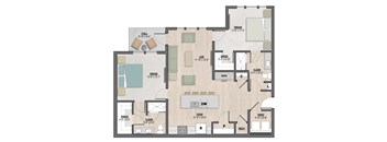 Briarwood1 two-bedroom, two-bathroom floor plan at Colina Weho in Birmingham, AL