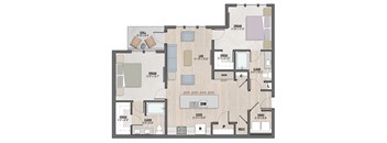 Briarwood2 two-bedroom, two-bathroom floor plan at Colina Weho in Birmingham, AL