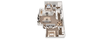 Camelia, two-bedroom, two-bathroom floor plan rendering at Summerchase at Riverchase Apartments