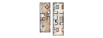 Rendering of a Two Bedroom One Half Bathroom apartment flat at Carondolet Apartments in Mobile, AL