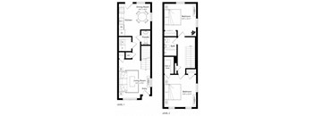 Classic townhouse-style home with 2 bedrooms and 1.5 bathroooms on two levels