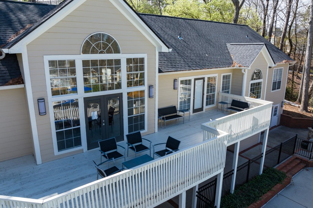 Clubhouse deck overlooking the pool at Summerchase at Riverchase in Hoover, AL