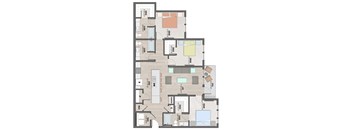 Coralie1 three-bedroom, two-bathroom floor plan at Colina Weho in Birmingham, AL