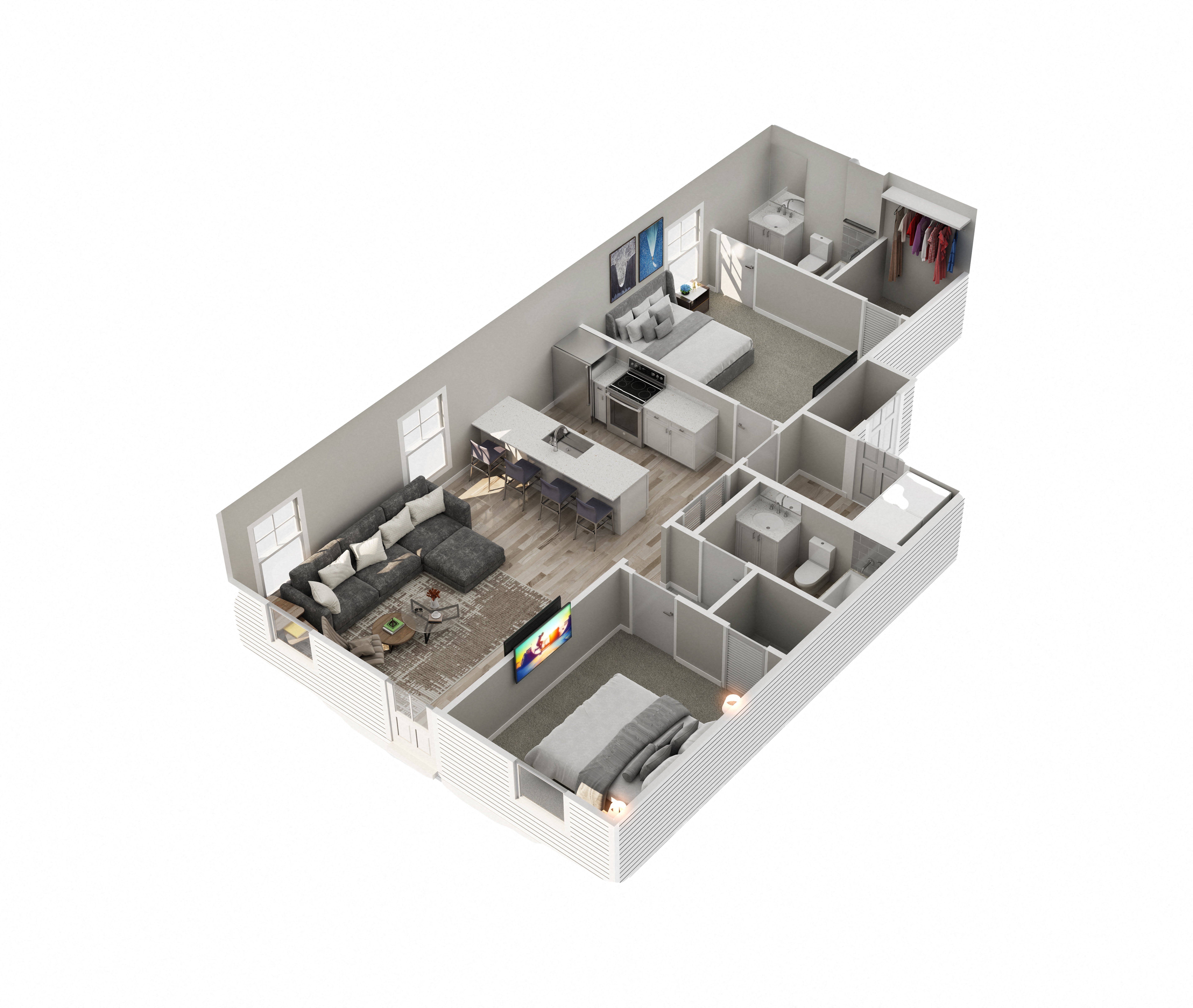 Cottage-Style Two Bedroom, Two Bathroom Home with Private Patio and Small Yard