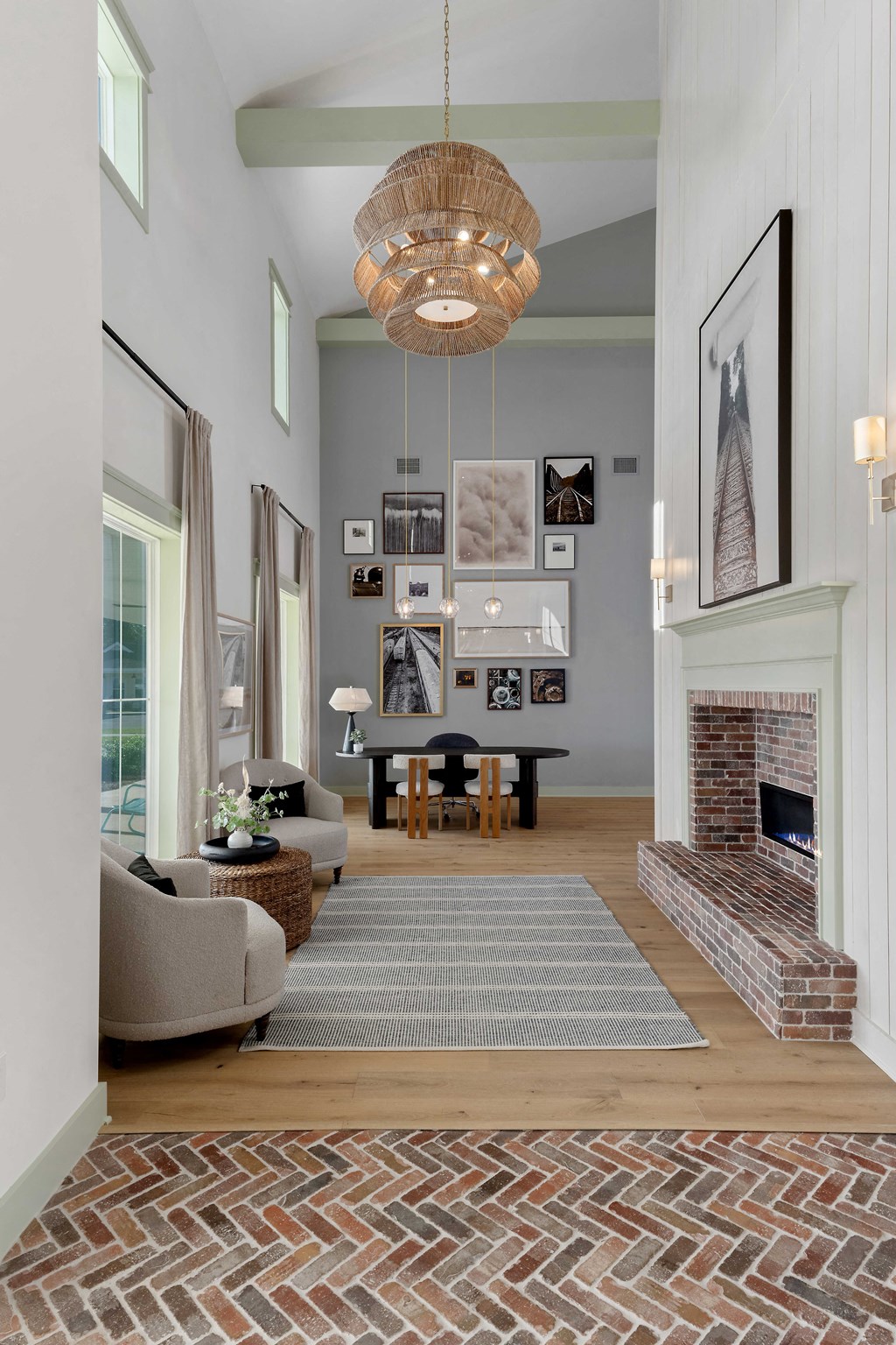 Leasing Office with Fireplace at Cottages at Foley Farms Apartments in Foley, AL