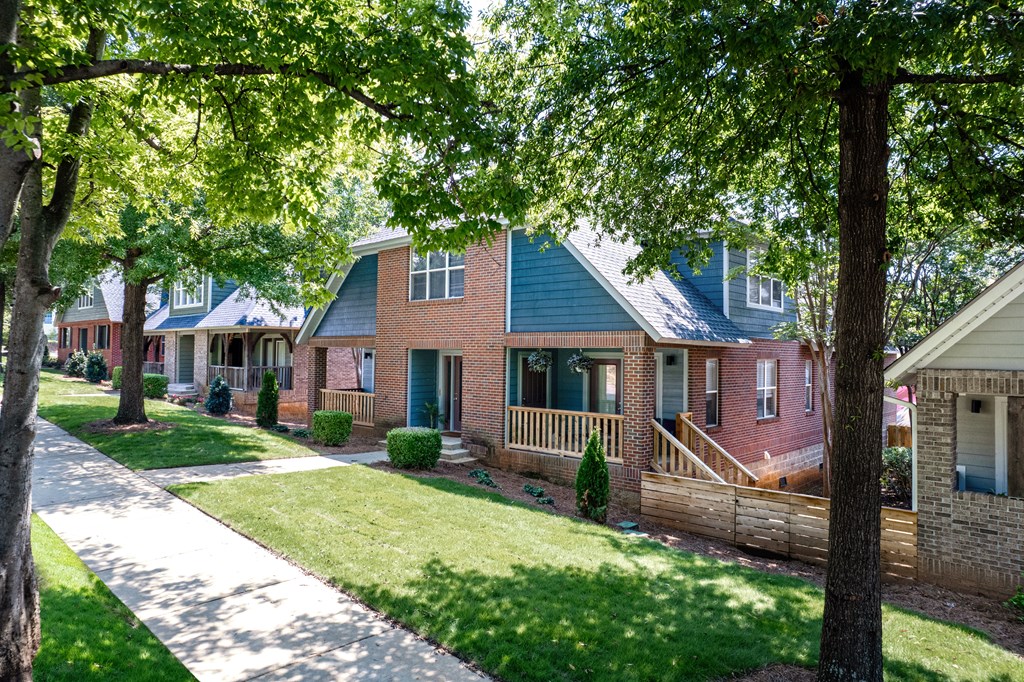 Tree Lined Street View of Avondale Garden Cottages
