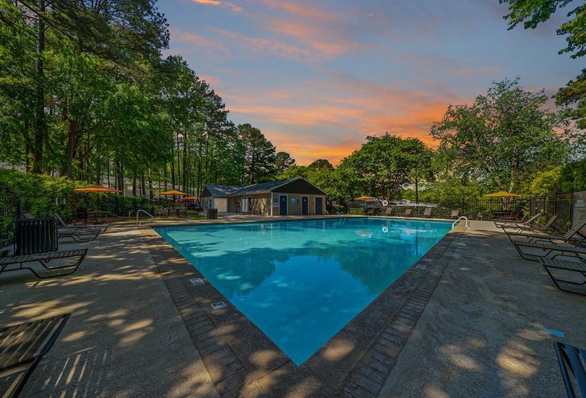Community Pool And Pool Deck At Cary Pines Apartments And Townhomes In Cary, NC - Photo Gallery 1