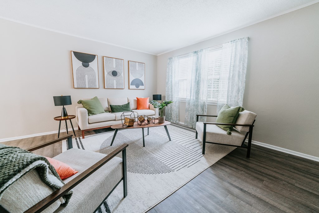 Living Room with wood flooring at Midtown Oaks Townhomes in Mobile, AL