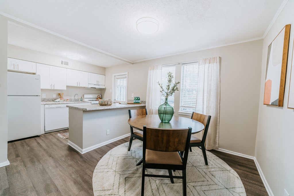 Open Concept Kitchen and Dining Room at Midtown Oaks Townhomes in Mobile, AL