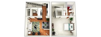 Daisy 1 bed 1.5 bath floorplan  at Sundance Creek Townhomes McDonough, GA