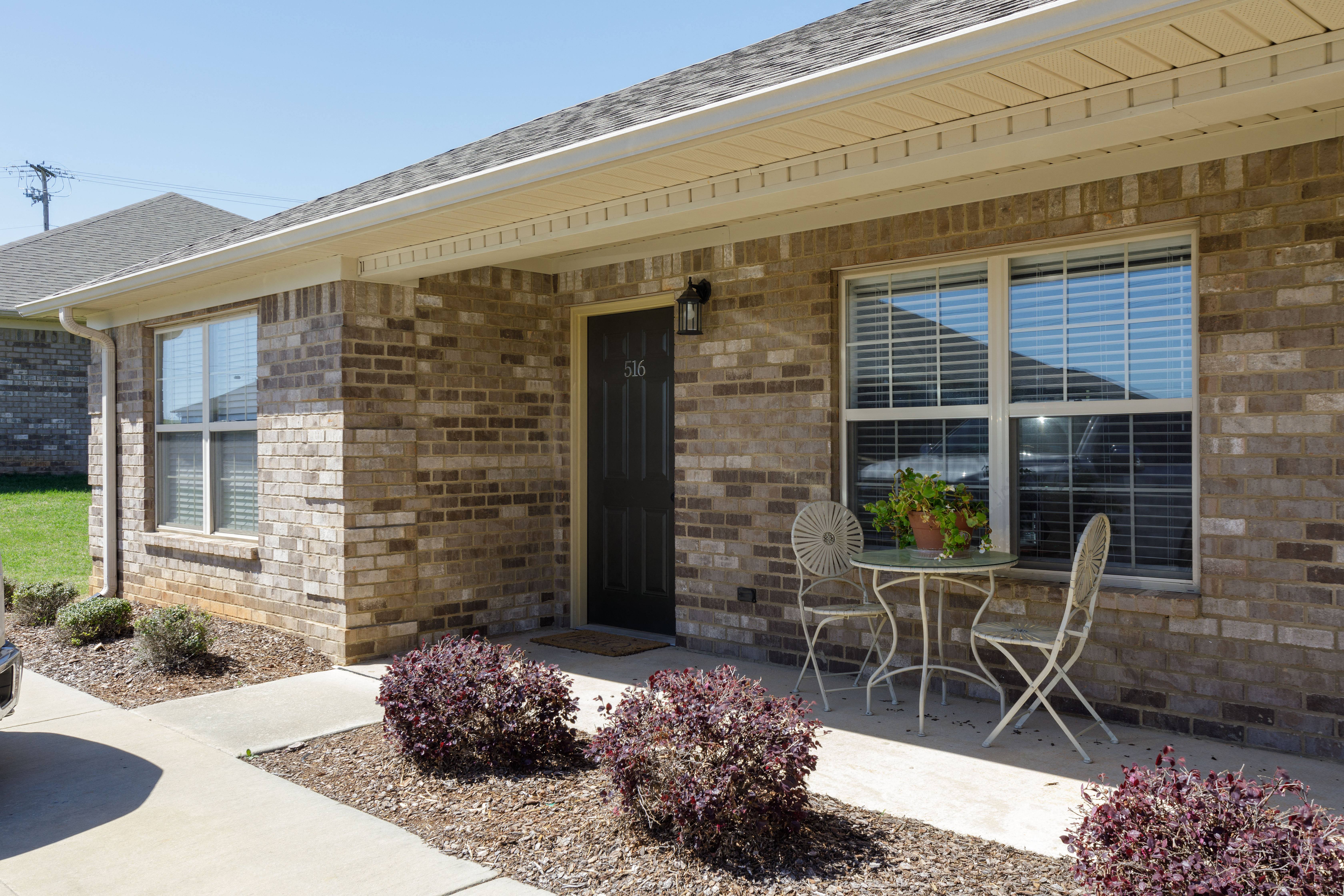 a patio at Deerfield Apartments in Florence, AL