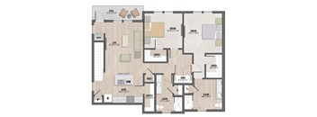 Dorchester two-bedroom, two-bathroom floor plan at Colina Weho in Birmingham, AL